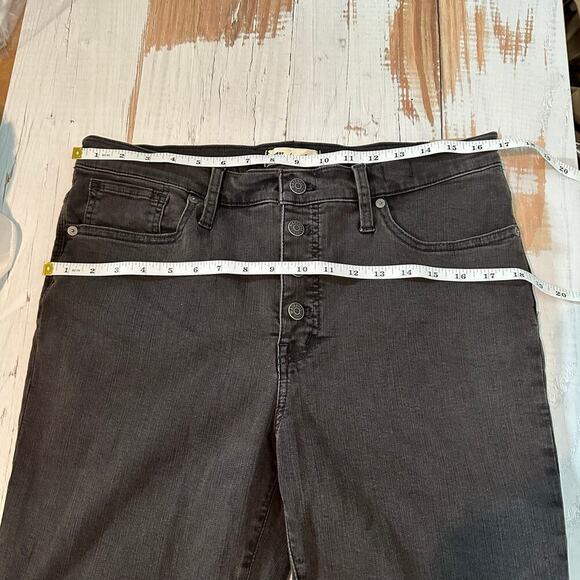 Madewell 9" Mid Rise SKINNY Exposed Button Fly Jeans Raw Hem Size 32 Stretch - Picture 9 of 15